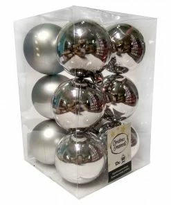 Χριστουγεννιάτικες Μπάλες Πλαστικές Ασημί 6αρες Σετ 12 τμχ (04.TB-6012/S)
