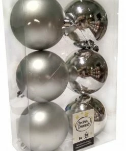 Χριστουγεννιάτικες Μπάλες Πλαστικές Ασημί 8αρες Σετ 6 τμχ (04.TB-8006/S)