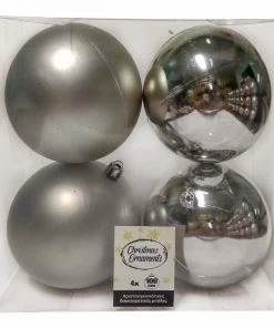 Χριστουγεννιάτικες Μπάλες Πλαστικές Ασημί 10αρες Σετ 4 τμχ (04.TB-10004/S)