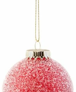 Χριστουγεννιάτικη μπάλα 8αρα Χιονισμένη Κόκκινη (53112-1)