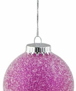 Χριστουγεννιάτικη μπάλα 8αρα Χιονισμένη Φούξια (53112-3)