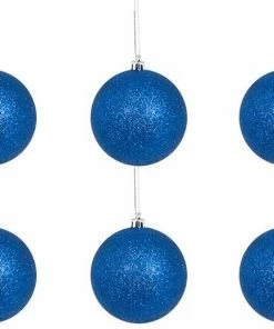 Χριστουγεννιατικη Μπαλα 8Αρα Γκλιτερ Μπλε Σετ 6 (53135-6)