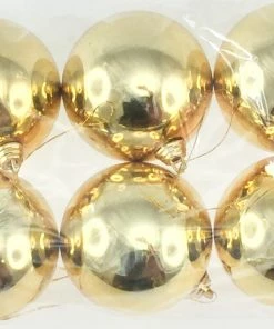 Χριστουγεννιάτικες Μπάλες Πλαστικές Χρυσή Γυαλιστερη 7αρες Σετ 6 τμχ (04.TB-70/GG)